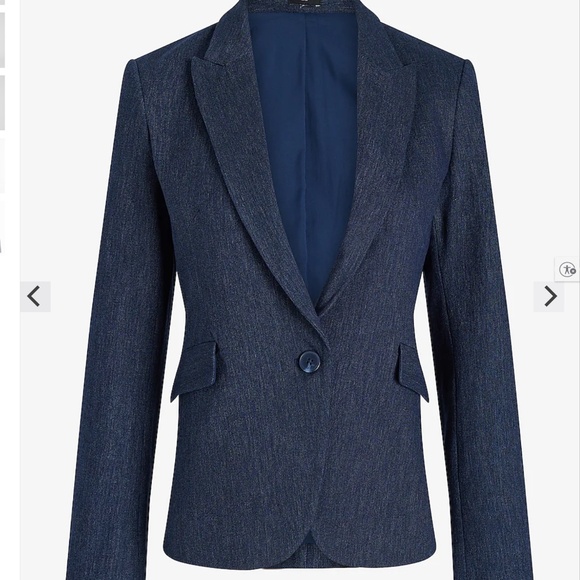 Express Editor Fitted One Button Blazer Heather Blue - Picture 1 of 4